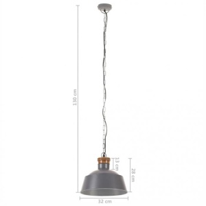 Lampă suspendată industrială, gri, 32 cm, E27 - Img 9