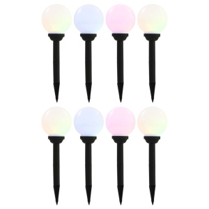 Lămpi solare de exterior cu LED, 8 buc., 15 cm, RGB, sferic