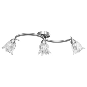 Lustră, abajururi de sticlă transparentă, 3 becuri E14, lalea - Img 3