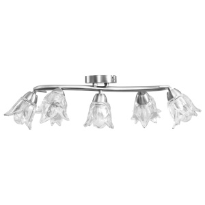Lustră, abajururi din sticlă transparentă, 5 becuri E14, lalea - Img 4