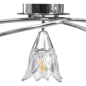 Lustră, abajururi din sticlă transparentă, 5 becuri E14, lalea - Img 5