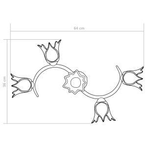 Lustră, abajururi din sticlă transparentă, 5 becuri E14, lalea - Img 9