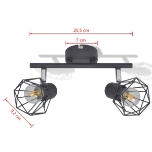 Lustră cadru sârmă stil industrial 2 becuri LED cu filament, negru - Img 7