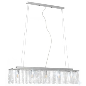 Lustră cu mărgele de cristal, argintiu, 104 cm, E14 - Img 8