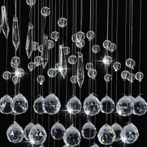 Lustră cu mărgele de cristal, argintiu, spirală, G9 - Img 7