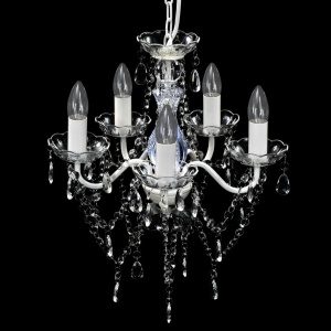 Lustră transparentă de cristal artificial cu 5 becuri - Img 3