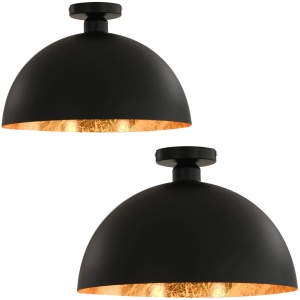 Lustre, 2 buc., negru și auriu, semisferic, E27 - Img 2