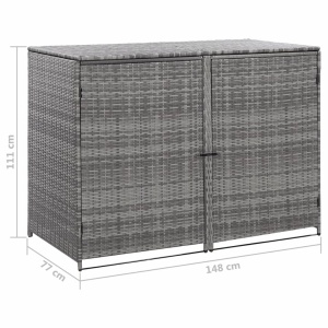 Magazie dublă pentru pubele, antracit, 148x77x111 cm, poliratan - Img 7