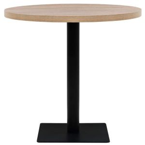 Masă bistro, MDF și oțel, rotundă, 80x75 cm, culoare stejar - Img 3