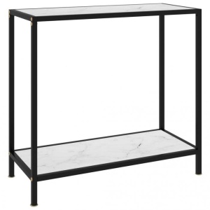 Masă consolă, alb, 80 x 35 x 75 cm, sticlă securizată