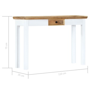 Masă consolă, alb și maro, 110x35x75 cm, lemn masiv de mango - Img 6