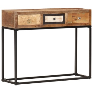 Masă consolă, auriu, 90 x 30 x 75 cm, lemn masiv reciclat - Img 6
