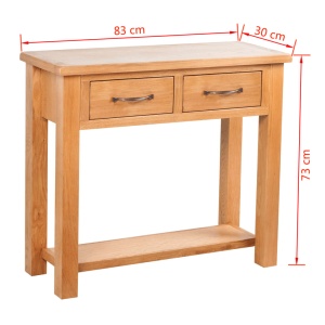 Masă consolă cu 2 sertare, 83x30x73 cm, lemn masiv de stejar - Img 5