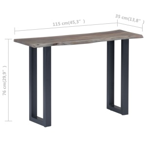 Masă consolă, gri, 115x35x76 cm, lemn masiv de acacia și fier - Img 6
