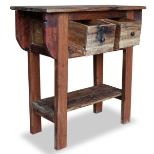 Masă consolă, lemn reciclat de esență tare, 80x35x80 cm - Img 3