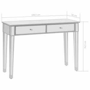 Masă consolă tip oglindă, MDF și sticlă, 106,5 x 38 x 76,5 cm - Img 7