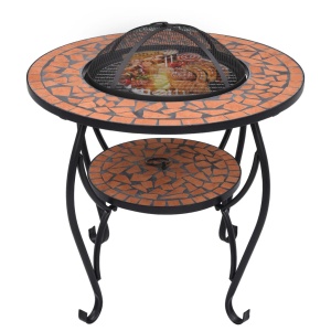 Masă cu vatră de foc, mozaic, cărămiziu, 68 cm, ceramică - Img 3