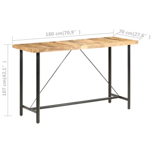 Masă de bar, 180x70x107 cm, lemn de mango nefinisat - Img 6