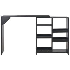 Masă de bar cu raft mobil, negru, 138x40x120 cm - Img 4
