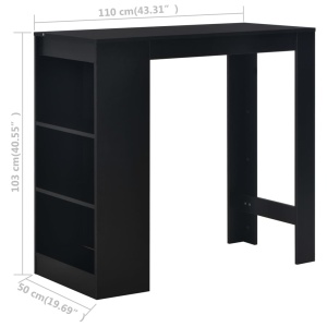 Masă de bar cu raft, negru, 110 x 50 x 103 cm - Img 5