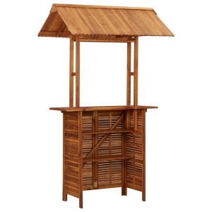 Masă de bar exterior cu acoperiș, 122x106x217 cm, lemn acacia - Img 5
