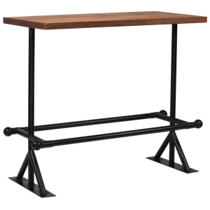 Masă de bar, lemn masiv reciclat, maro inchis, 120x60x107 cm - Img 11