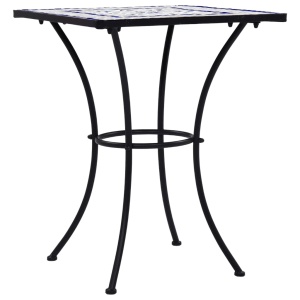 Masă de bistro mozaic, albastru și alb, 60 cm, ceramică - Img 2