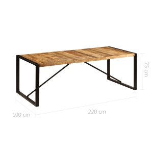 Masă de bucătărie, 220 x 100 x 75 cm, lemn masiv de mango - Img 5