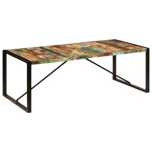 Masă de bucătărie, 220 x 100 x 75 cm, lemn masiv reciclat - Img 9
