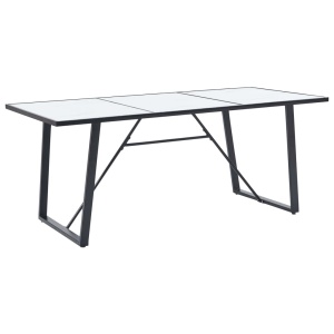 Masă de bucătărie, alb, 180 x 90 x 75 cm, sticlă securizată
