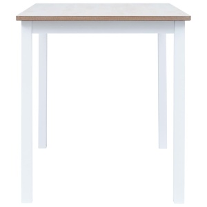 Masă de bucătărie alb și maro 114x71x75 cm lemn masiv de hevea - Img 3