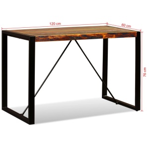 Masă de bucătărie din lemn masiv reciclat, 120 cm - Img 11
