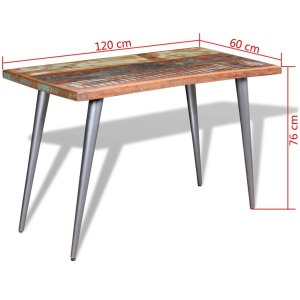 Masă de bucătărie din lemn masiv reciclat, 120 x 60 x 76 cm - Img 9