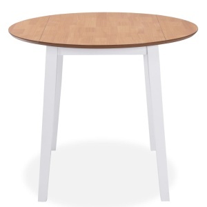 Masă de bucătărie extensibilă, rotund, MDF, alb - Img 2