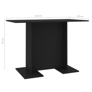 Masă de bucătărie, negru, 110 x 60 x 75 cm, PAL - Img 5