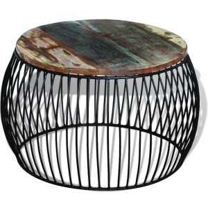 Masă de cafea rotundă, lemn reciclat de esență tare, 68x43 cm - Img 4