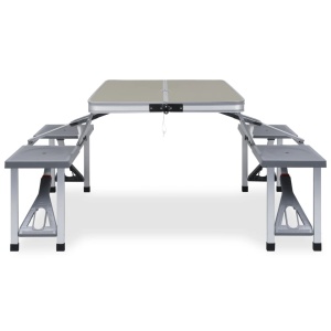 Masă de camping pliabilă cu 4 scaune, oțel și aluminiu - Img 3
