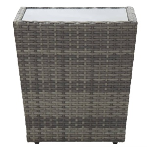 Masă de ceai gri 41,5x41,5x43 cm poliratan sticlă securizată - Img 2