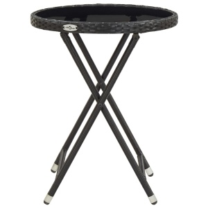 Masă de ceai negru 60 cm poliratan sticlă securizată - Img 3