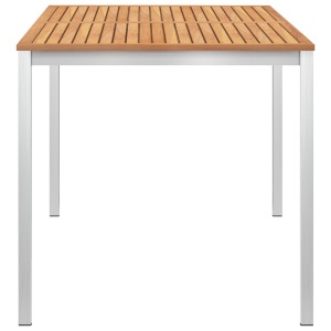 Masă de grădină 140x80x75cm lemn masiv de tec &amp; oțel inoxidabil - Img 3