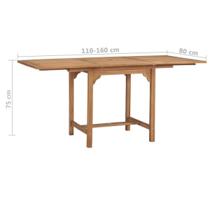 Masă de grădină extensibilă (110-160)x80x75cm lemn masiv tec - Img 9