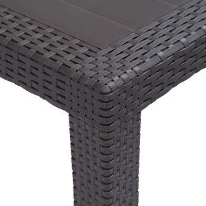 Masă de grădină, maro, 150x90x72 cm, plastic, aspect ratan - Img 4