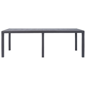 Masă de grădină, maro, 220x90x72 cm , plastic, aspect ratan - Img 3
