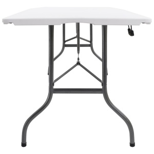 Masă de grădină pliabilă cu 2 bănci, alb, 180 cm, oțel și HDPE - Img 9