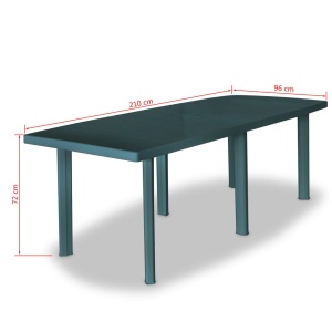 Masă de grădină, verde, 210 x 96 x 72 cm, plastic - Img 5