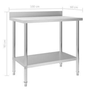 Masă de lucru bucătărie cu bordură 100x60x93 cm oțel inoxidabil - Img 6