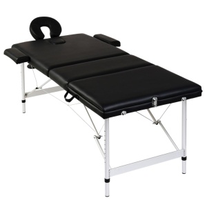 Masă de masaj pliabilă 3 părți cadru din aluminiu Negru - Img 3