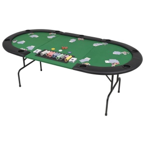 Masă de poker pliabilă in 3, pentru 9 jucători, oval, Verde - Img 2