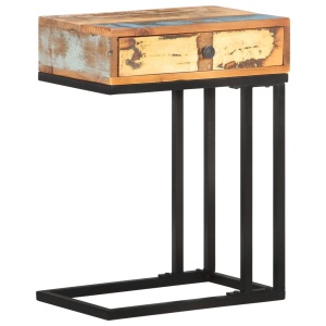 Masă laterală formă U, 45 x 30 x 61 cm, lemn masiv reciclat - Img 11