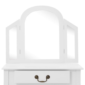 Masă toaletă cu taburet, alb, 65x36x128 cm, lemn paulownia, MDF - Img 6